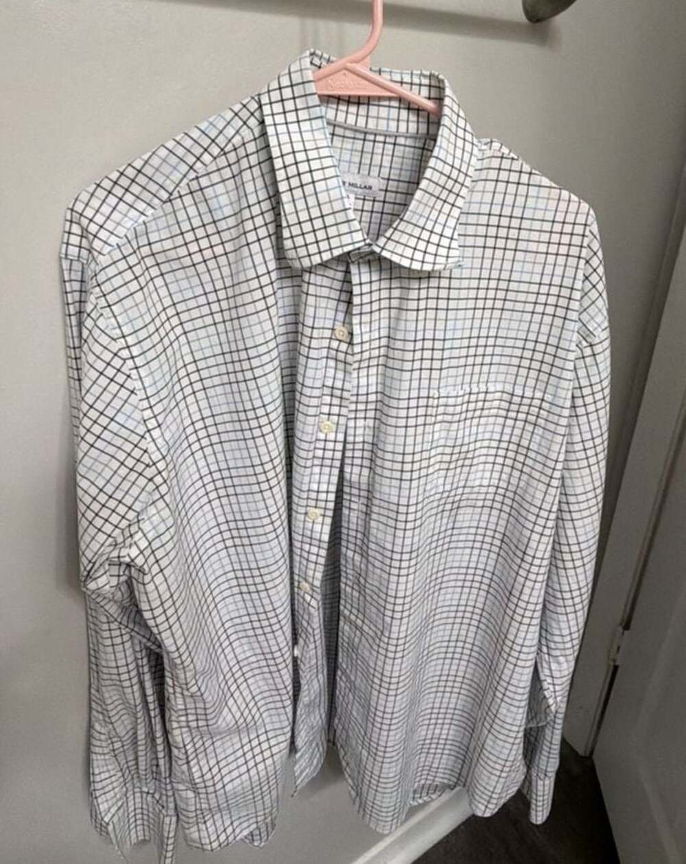 Peter Millar Men's XL Plaid Windowpane Check Long Sleeve Button-Up Shirt